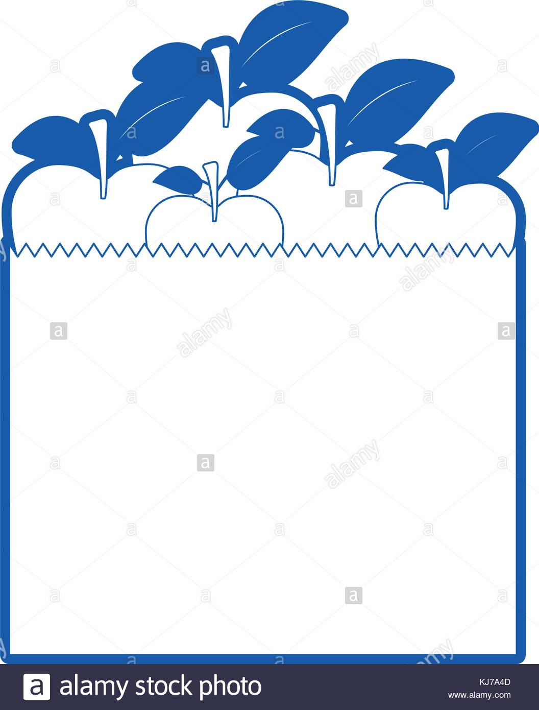 1056x1390 Paper Bag With Apple Fruits In Blue Silhouette Stock Vector Art