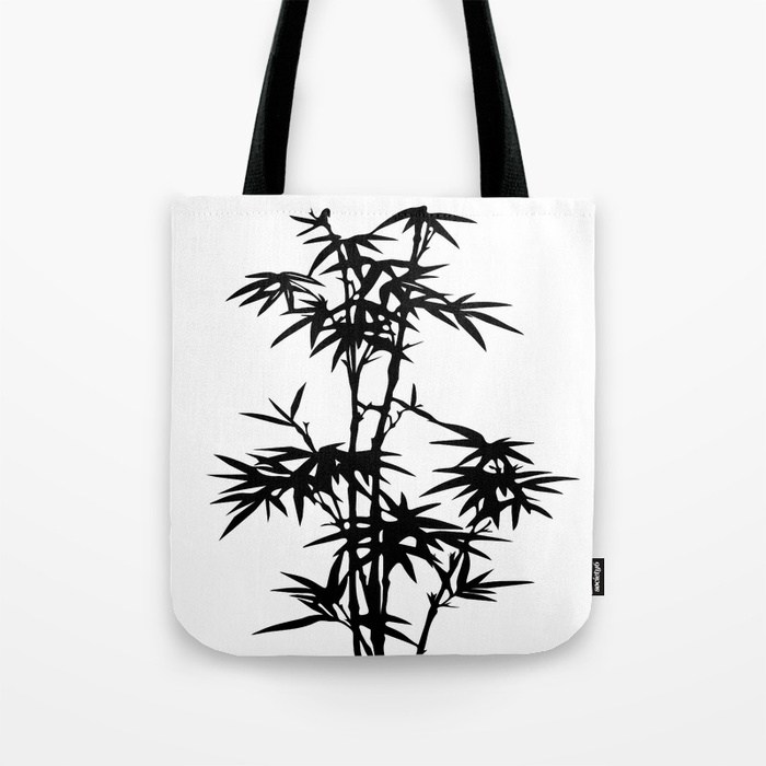 700x700 Bamboo Silhouette Black And White Tote Bag By Lebensartdesign
