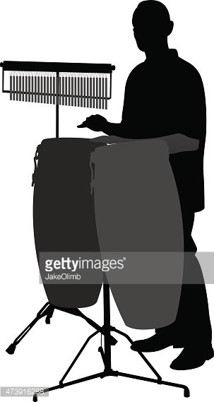 303x569 Bongo Player Silhouette Stock Vectors