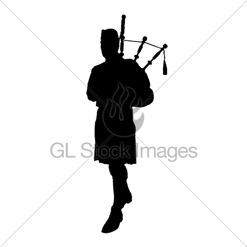 500x500 Silhouette Of Bagpiper Gl Stock Images