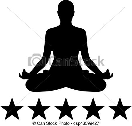 450x430 Yoga Silhouette With Five Stars Vector Illustration