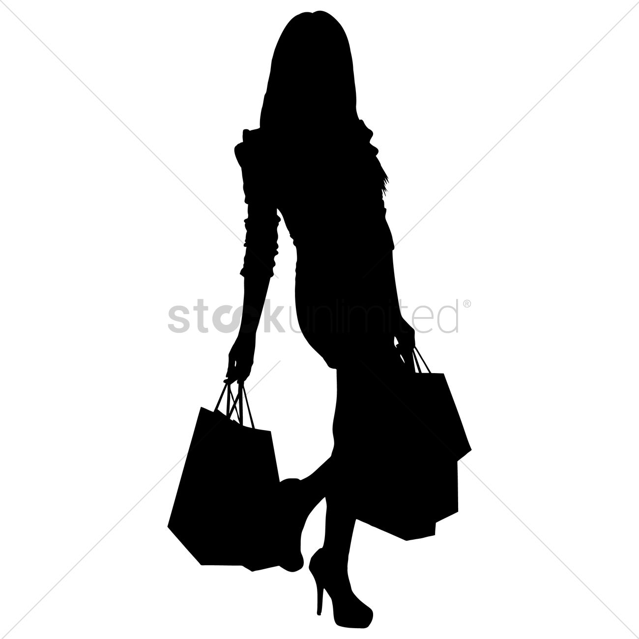 1300x1300 Silhouette Of A Lady With Shopping Bags Vector Image