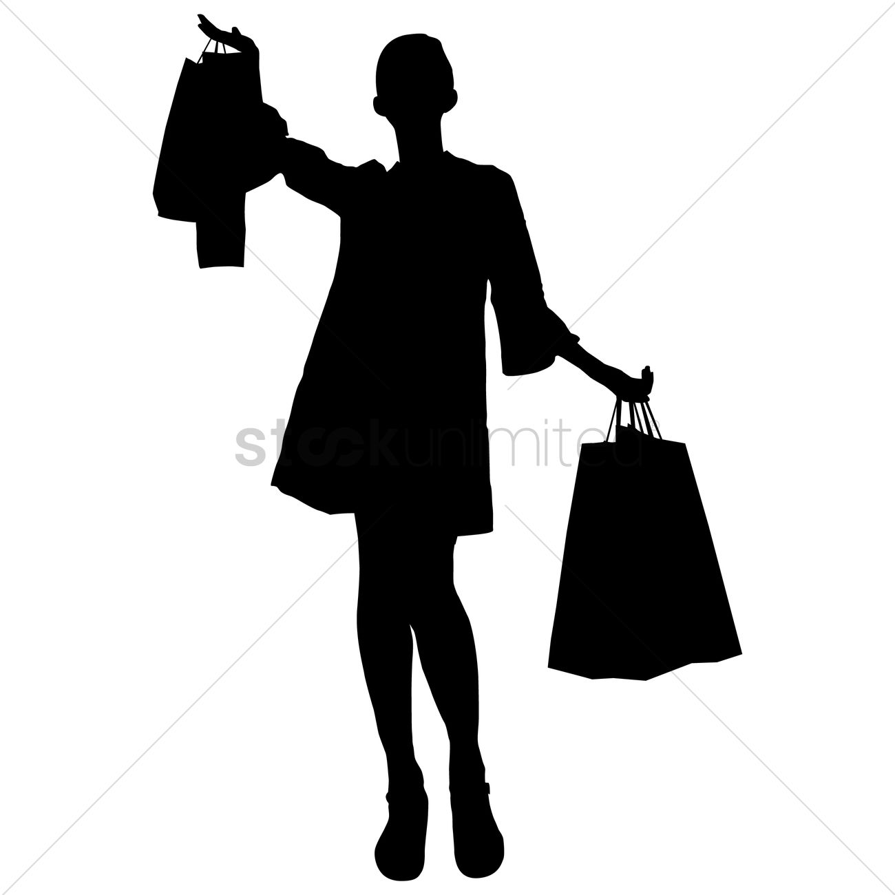 1300x1300 Silhouette Of A Lady With Shopping Bags Vector Image