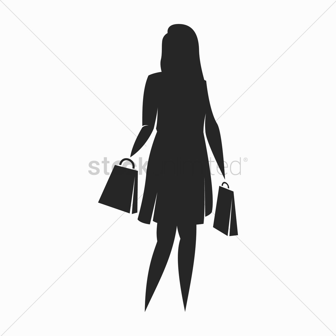 1300x1300 Silhouette Of Woman Holding Shopping Bag Vector Image
