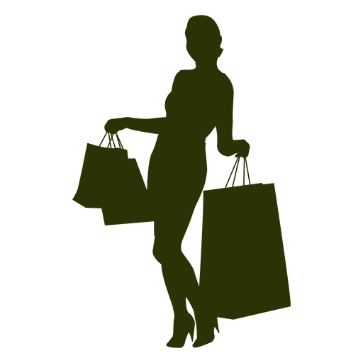 512x512 Woman Shopping Silhouette With Bags Posing