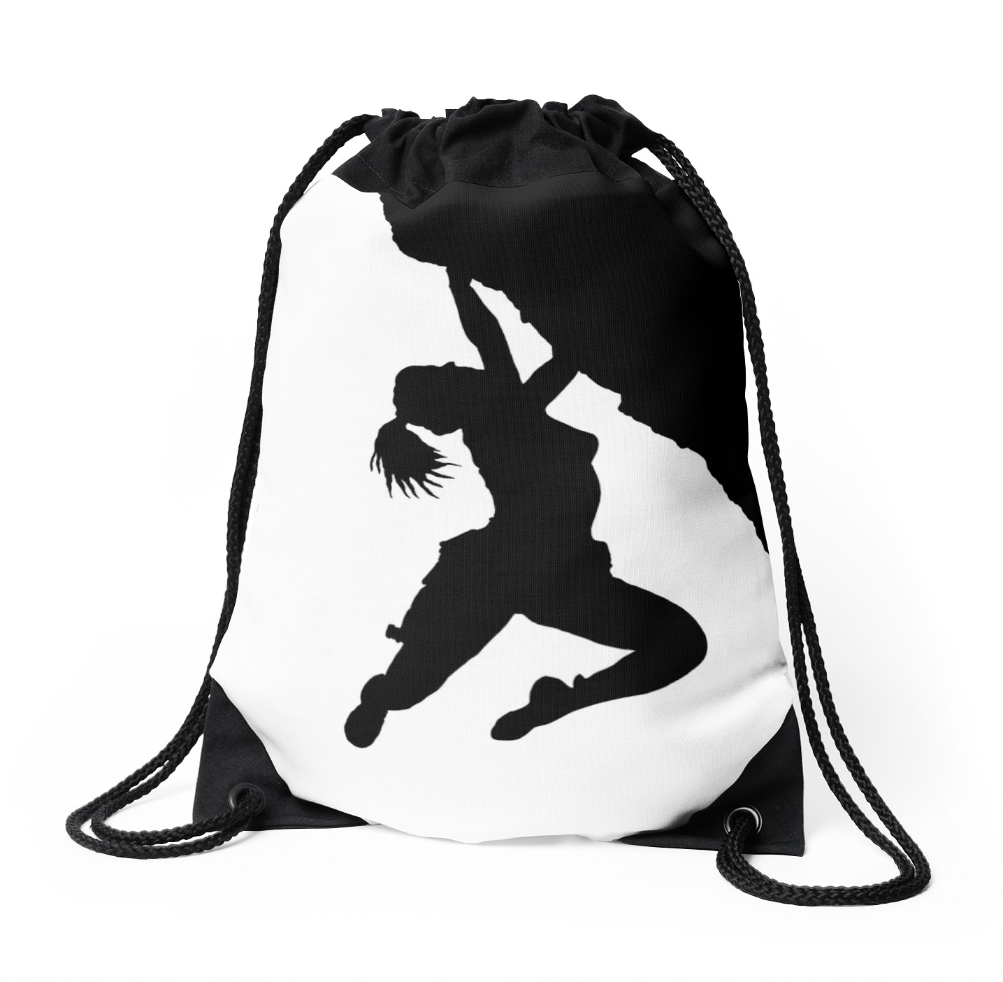 1435x1404 Girl Bouldering Silhouette Drawstring Bags By Mindgoop Redbubble