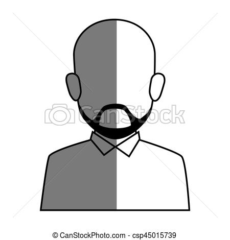 450x470 Silhouette Faceless Half Body Bald Man With Beard Vector
