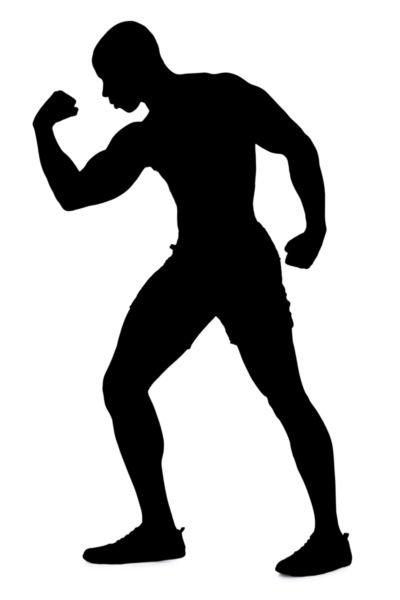 400x600 Silhouette Of A Man Flexing Muscles.
