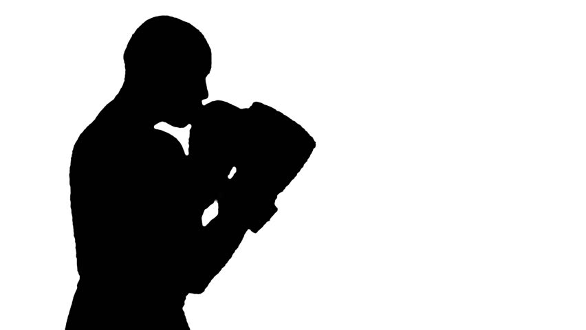 852x480 Hd Silhouette Footage Of A Bald Man Wearing Boxing Gloves Throwing