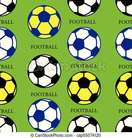 450x470 Soccer Ball (Black, Yellow, Blue), Seamless Pattern, Vector