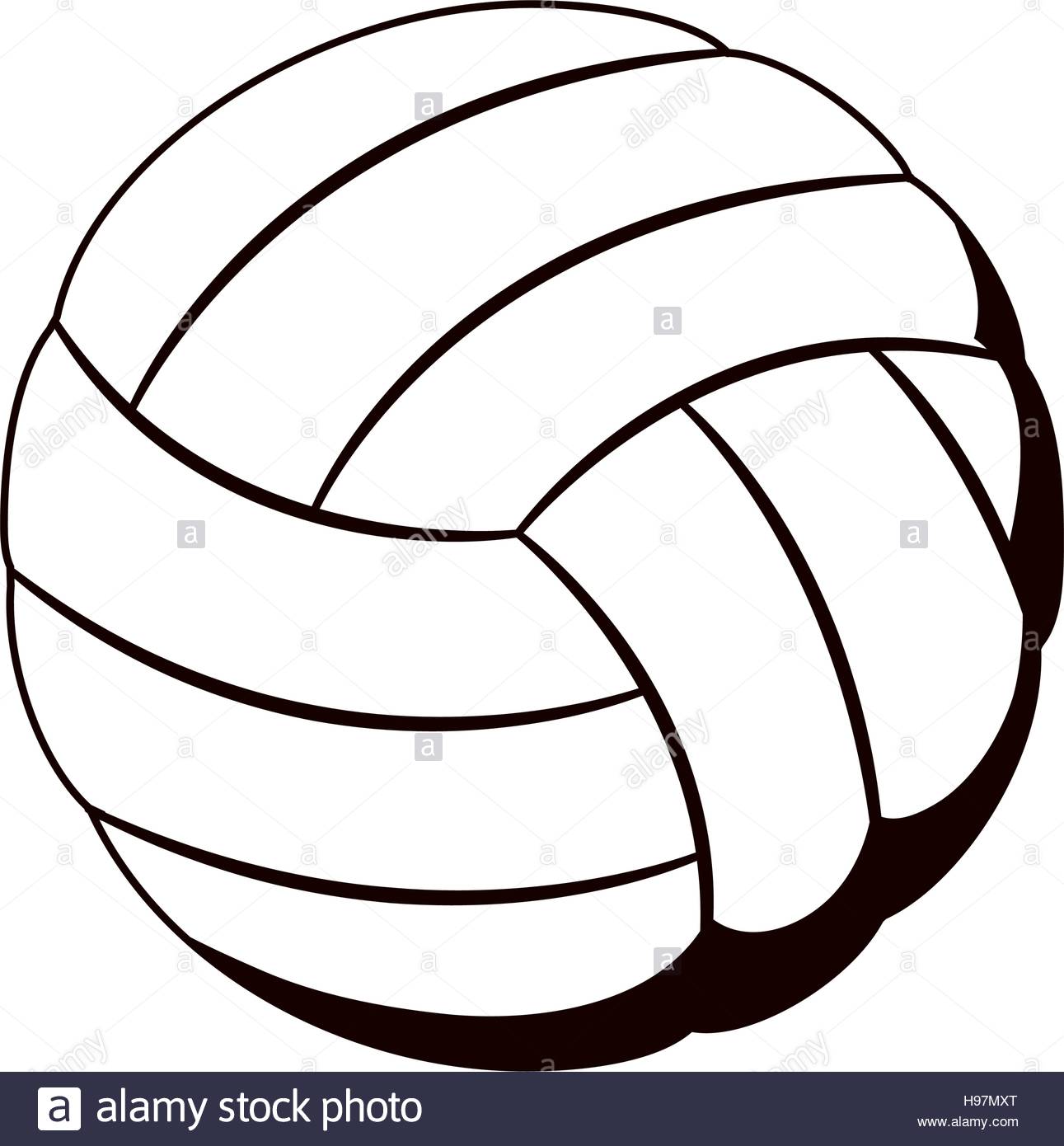 1291x1390 Silhouette Monochrome With Volleyball Ball Stock Vector Art
