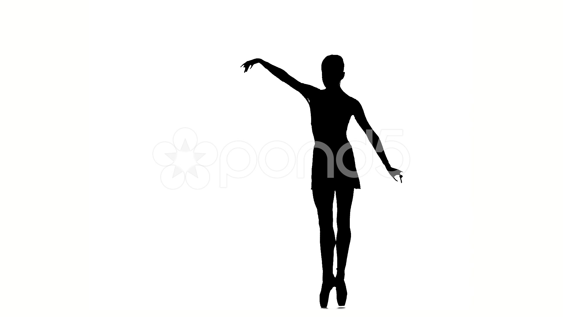 1920x1080 Little Ballerina Girl Posing On A White Background. Silhouette