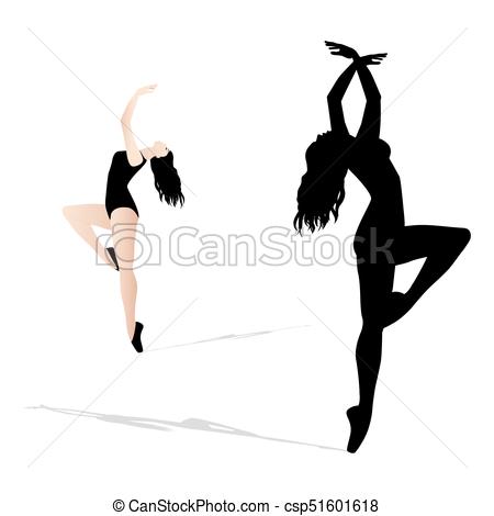450x470 Ballerina Silhouette On A White Background Vector Clip Art