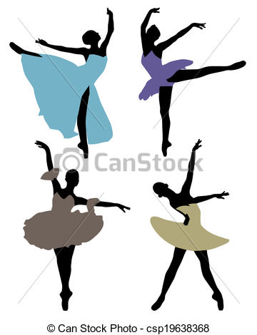 360x470 Ballerinas 2. Silhouettes Of Ballerinas, Vector Clip Art Vector