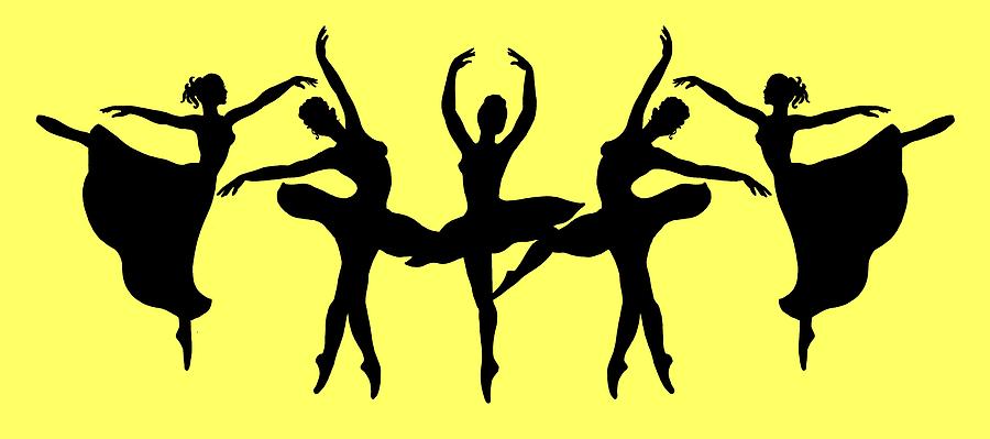 900x399 Dancing Ballerinas Silhouette Painting By Irina Sztukowski