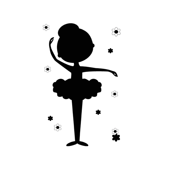 570x570 Ballerina Silhouette Mural Wall Decal Girl Ballet Stickers 3 [786
