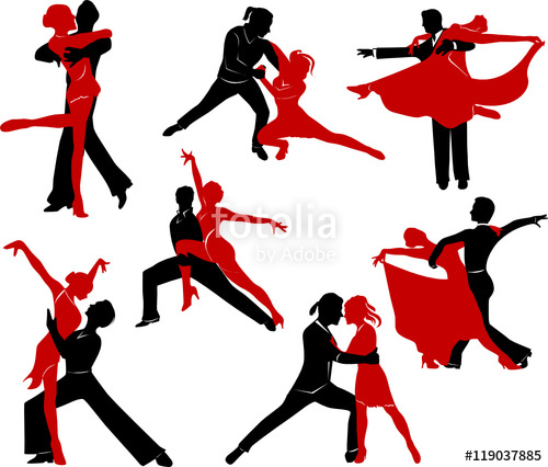 500x426 Silhouettes Of The Pairs Dancing Ballroom Dances. Stock Image