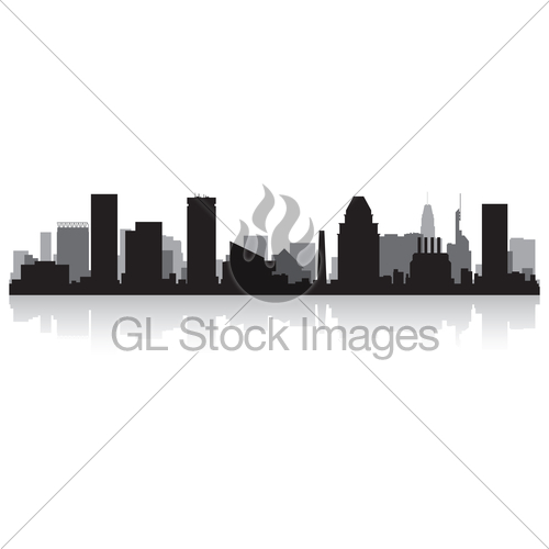 500x500 Baltimore City Skyline Silhouette Gl Stock Images
