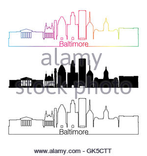 300x320 Baltimore Maryland City Skyline Silhouette. Vector Illustration