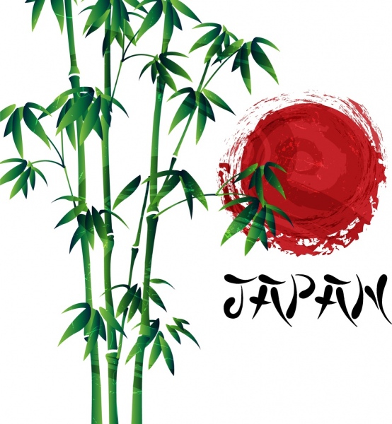 554x600 Japan Background Green Bamboo Sun Icon Grunge Design Free Vector
