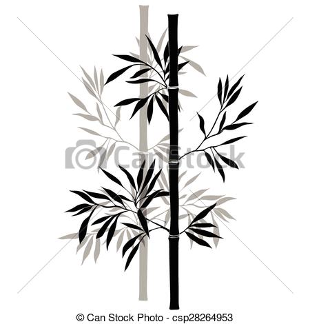 450x470 Bamboo Branches Isolated On The White Background. Black Clipart