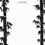 160x160 Bamboo Tree Silhouette Card Design, Vector Illustration. Stock