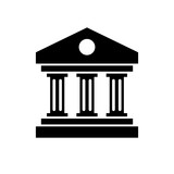 160x160 Bank Building Circle Icon With Long Shadow. Flat Design Style