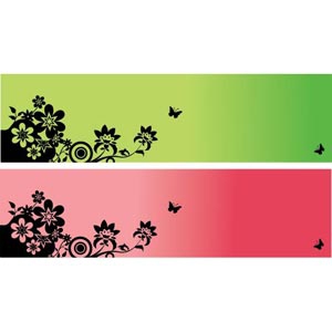 300x300 Vector Silhouette Butterfly On Floral Art Flower Banner Free