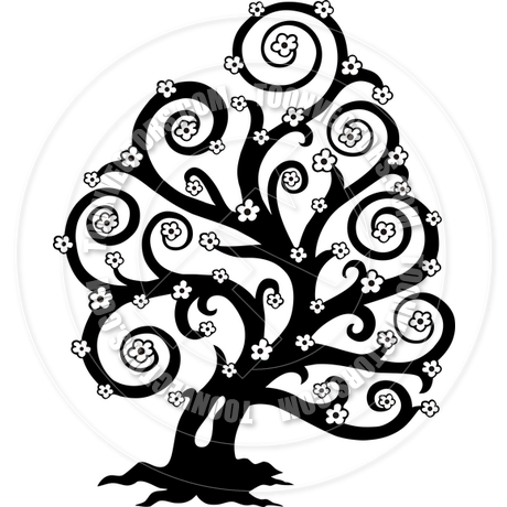 460x460 Cartoon Stylized Tree In Bloom Silhouette By Clairev Toon