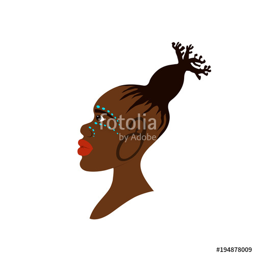 500x500 Vector Portrait Of African Woman With Traditional Hairstyle