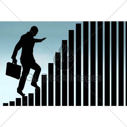500x500 Businessman Climbing A Bar Chart Silhouette Gl Stock Images