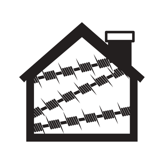 550x550 Silhouette House One Floor With Metallic Barbed Wire Icon