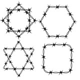 160x160 Barbed Wire Black Silhouettes Vector. Pattern Brush Stock Image