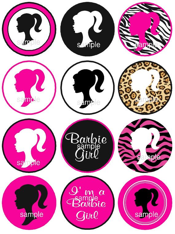 570x761 Barbie Silhouette Cupcake Toppers Instant Download By Jcsaccents