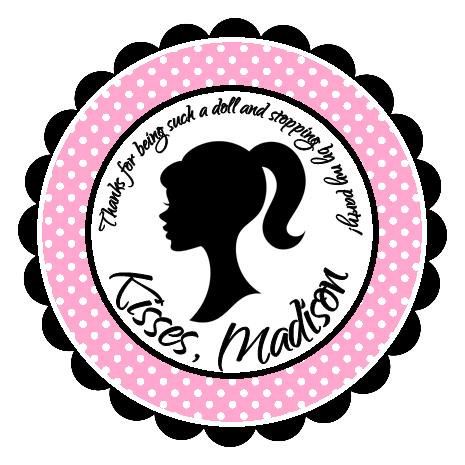 465x465 Doll Girl Round Labels Stickers For Party Favors, Gift Tags