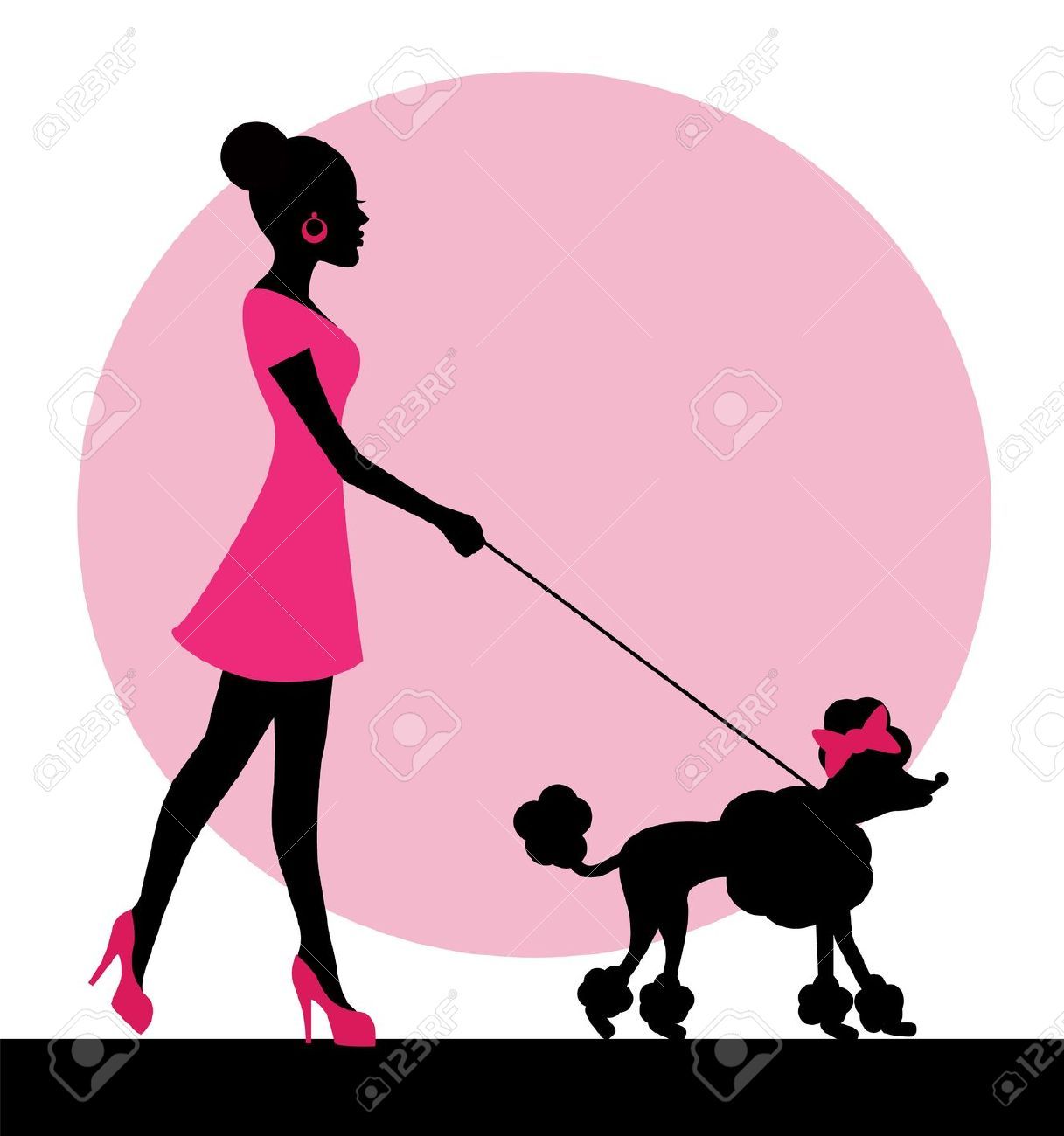 1217x1300 Female Silhouette Walking Poodle