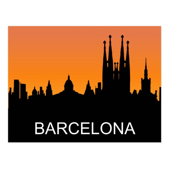 540x540 Barcelona, Spain, Romantic Sunset, Travel Postcard Zazzle.co.uk
