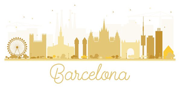 596x290 Barcelona City Skyline Golden Stock Vectors