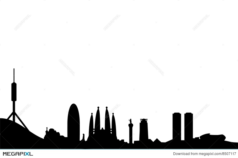800x530 Barcelona Skyline Silhouette Illustration 8507117