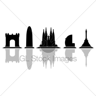325x325 Barcelona Skyline Silhouette With Sunset Sky Gl Stock Images