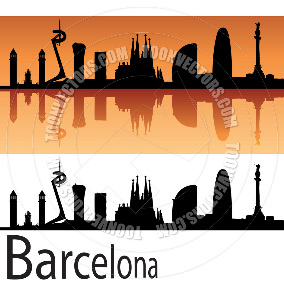 940x940 Barcelona Skyline By Paulrommer Toon Vectors Eps