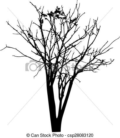 408x470 Vector Black Silhouette Of A Bare Tree Vector Illustration