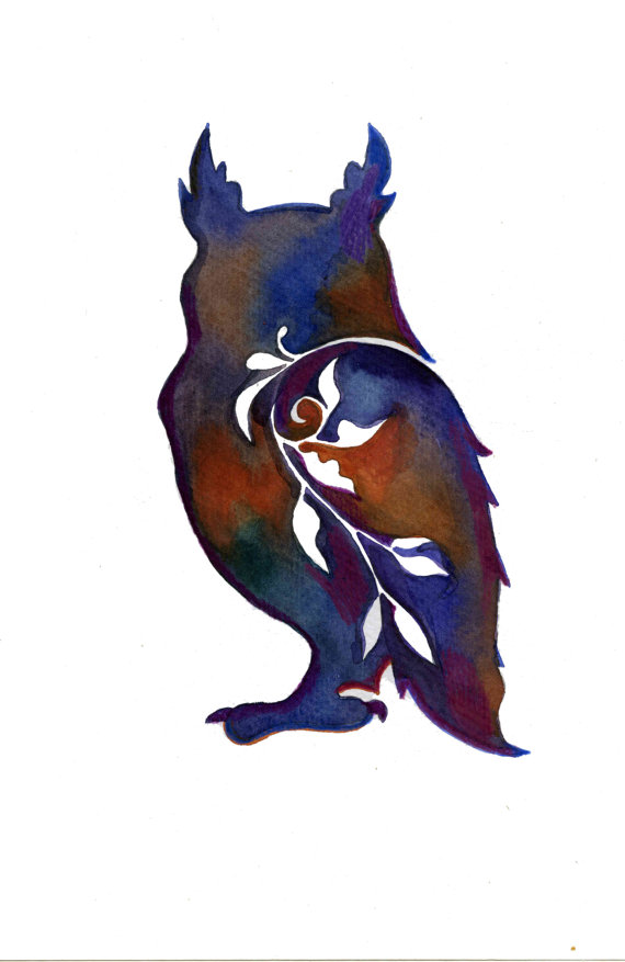 570x877 Owl Forest Nursery Art Owl Silhouette Canvas Woodland Kids