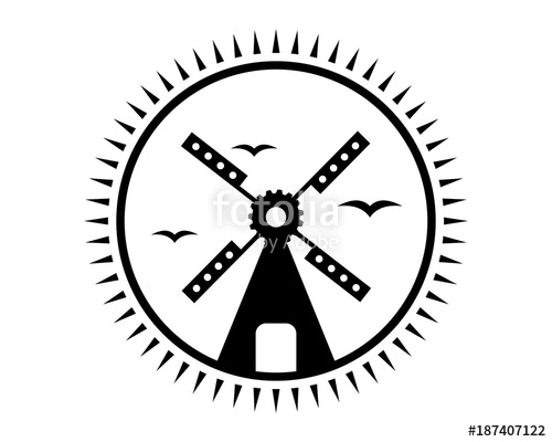 500x400 Black Circle Windmill Barn Farmhouse Dutch Image Vector Icon