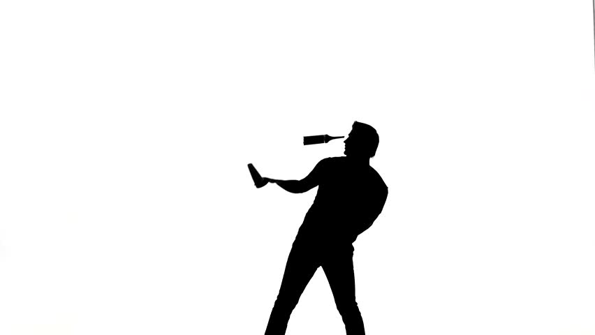 852x480 Vector Silhouette Waiter On A White Background. Silhouette