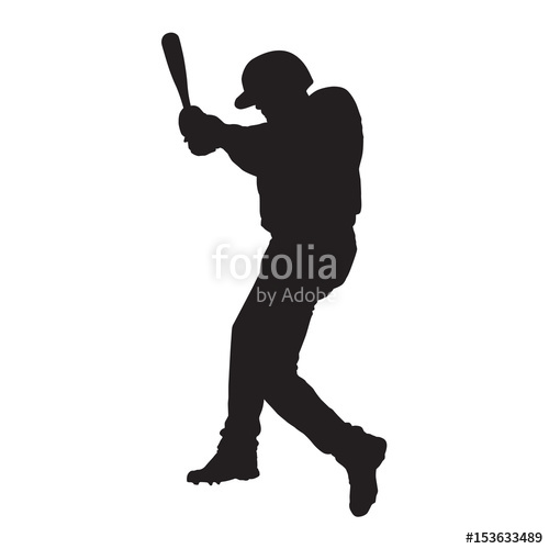 500x500 Baseball Player, Side View, Batter Vector Silhouette Stock Image