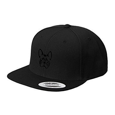 385x385 French Bulldog Silhouette Embroidered Flat Visor