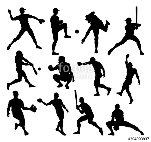 500x471 Baseball Player Silhouettes Stock Image And Royalty Free Vector