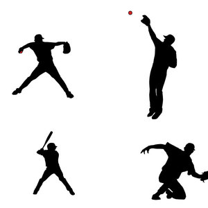 300x300 Baseball Players Silhouettes Vector