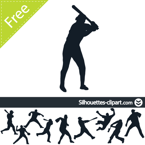 500x500 Baseball Players Vector Silhouette Silhouettes Clipart